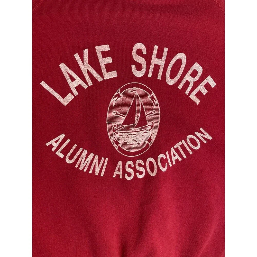 VTG Sweatshirt BW W Sz Xl Red Nautical Sailing Beach Coastal Lake Boating Ocean - Picture 2 of 11